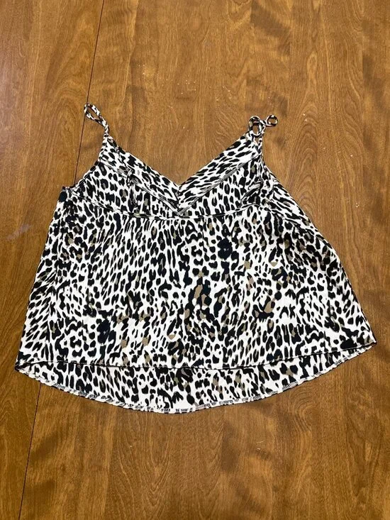 ASOS Leopard Print Satin Tank Shorts Pajama Set Leopard Cheetah Animal Print 6 - Picture 7 of 9